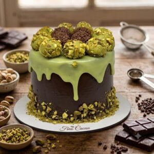 Bolo gourmet de pistache com chocolate