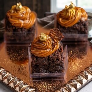 Broniew de chocolate com topo de doce de leite